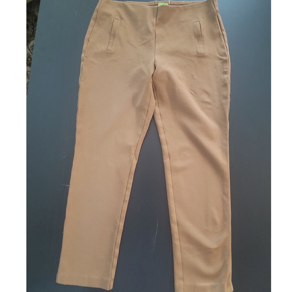 Chicos Tan‎ Camel Pull On Ankle Pants Womens Size 1.5 Large Ponte Knit Stretch